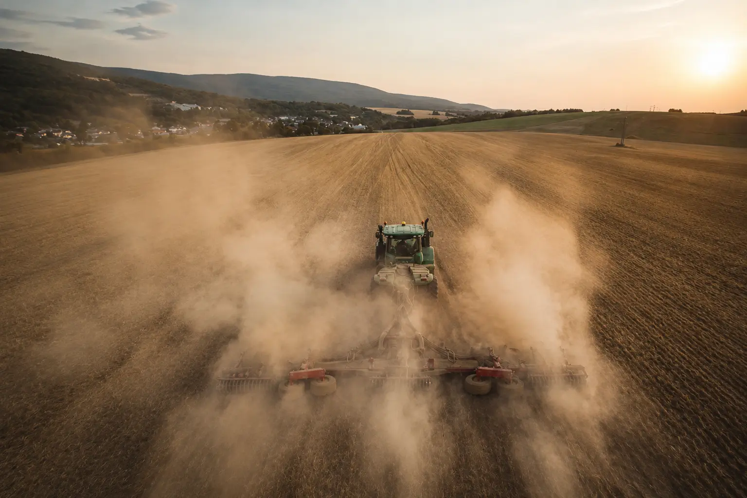 Tracteur filmé par drone, avant et après étalonnage