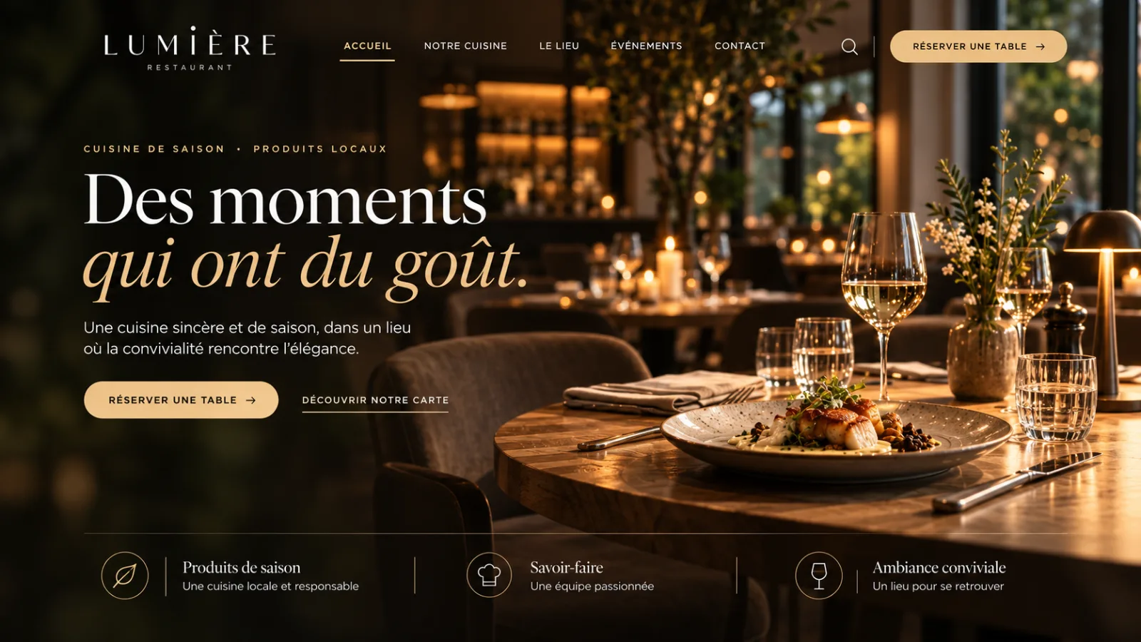 Exemple de design de site web pour un restaurant, imaginé par Yelram