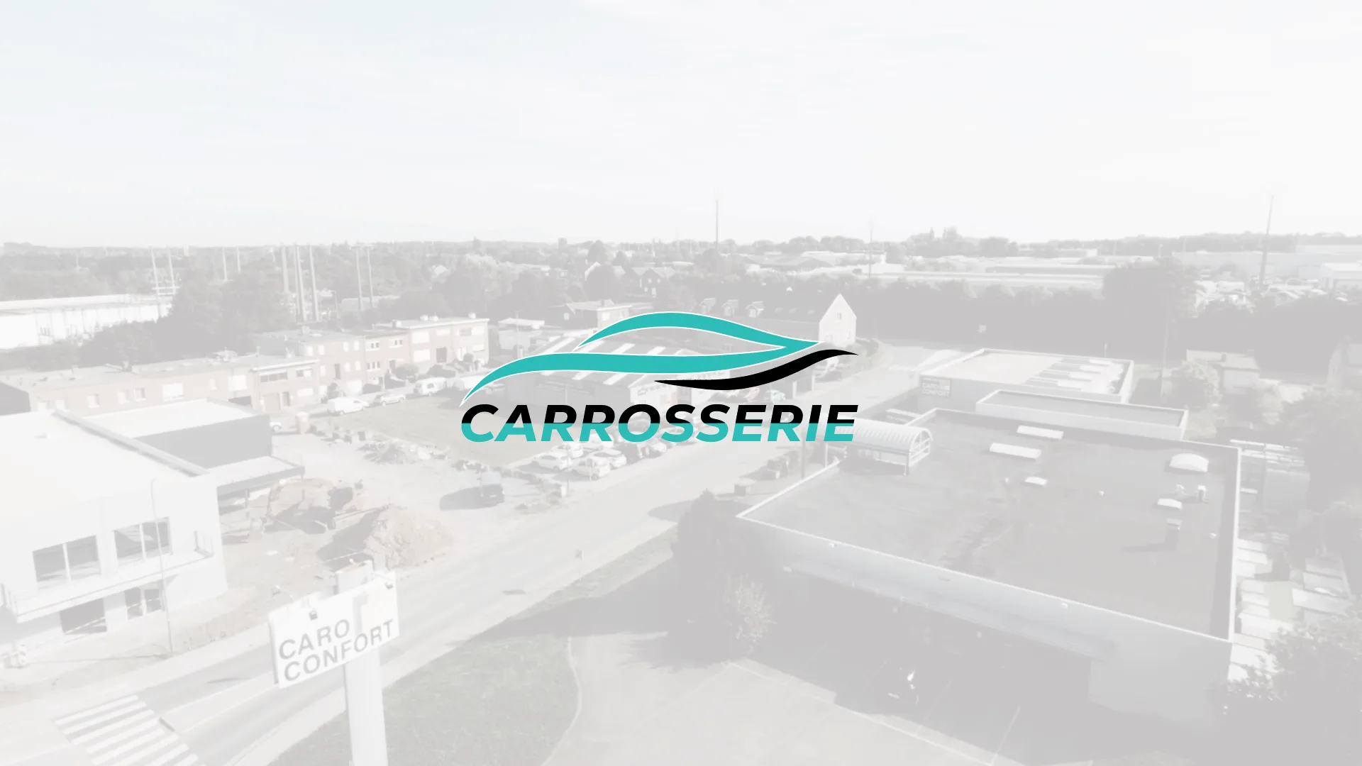 Vue aérienne par drone de la Carrosserie Willé à Grâce-Hollogne, réalisation vidéo Yelram