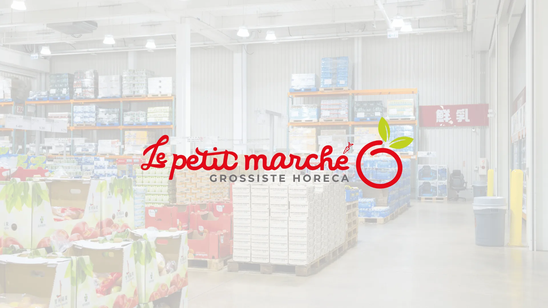 Identité de marque du Petit Marché, grossiste HORECA, créée par Yelram